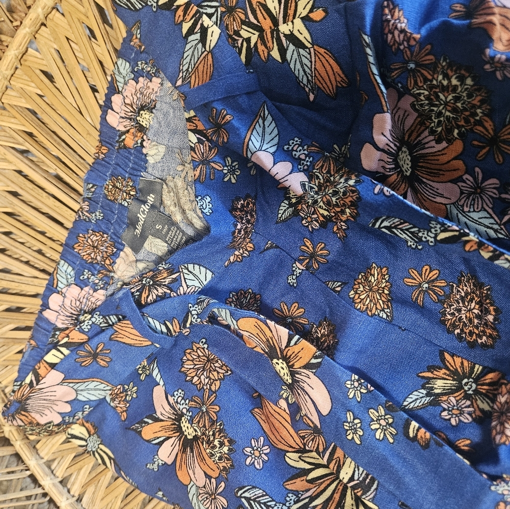 Modcloth Blue Floral Cropped Pants